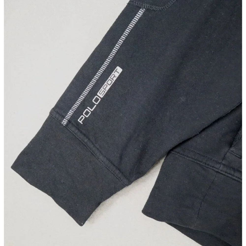 Polo Ralph Lauren Sport Black Full Zip Athletic‎ Performance Hoodie Sz L Logo